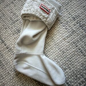 Hunter White Fleece RainBoot Socks